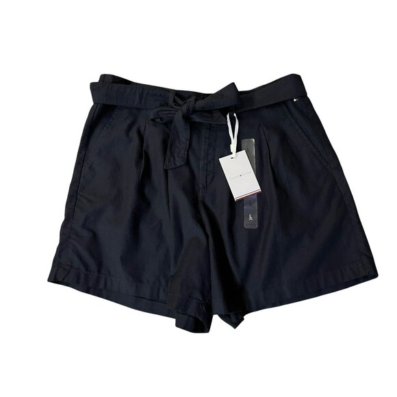 Tommy Hilfiger Belted Shorts Womens L NEW Dark Blue - Picture 3 of 13